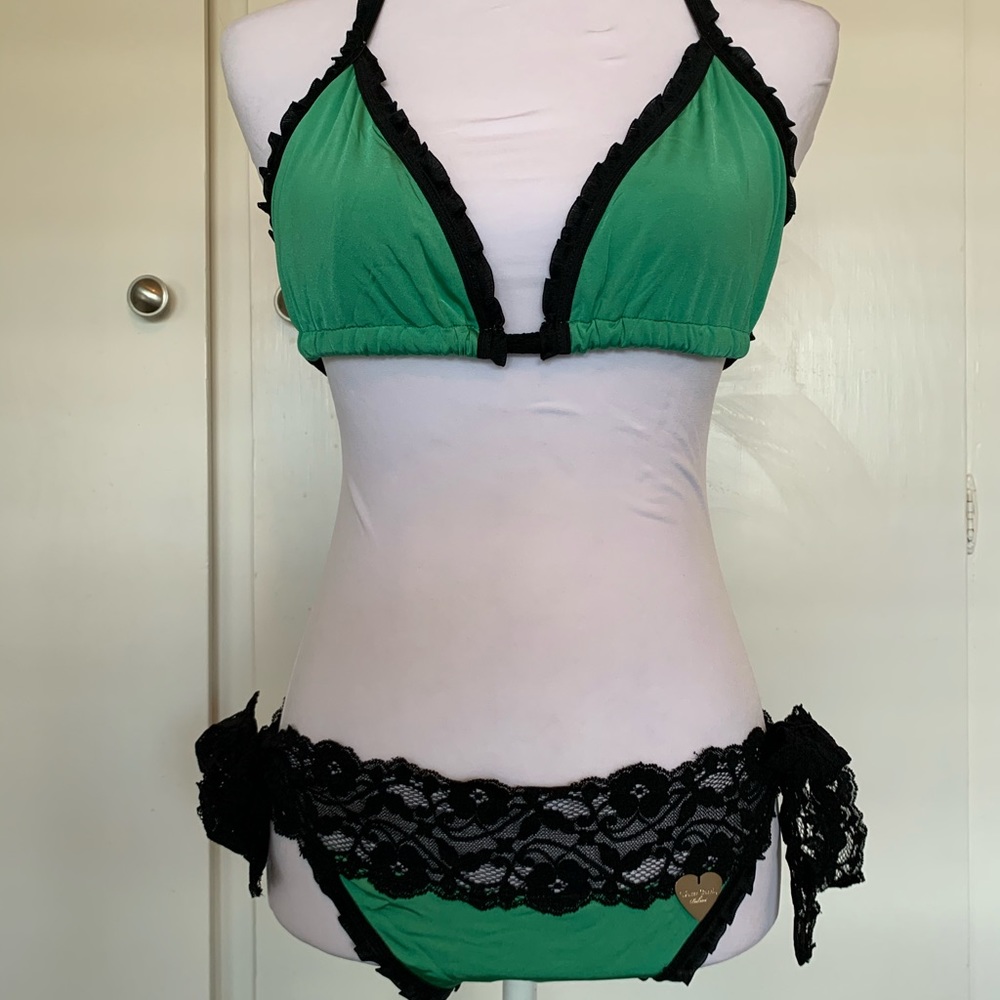 Y2k Lingerie inspired scrunch back bikini (spearmint)